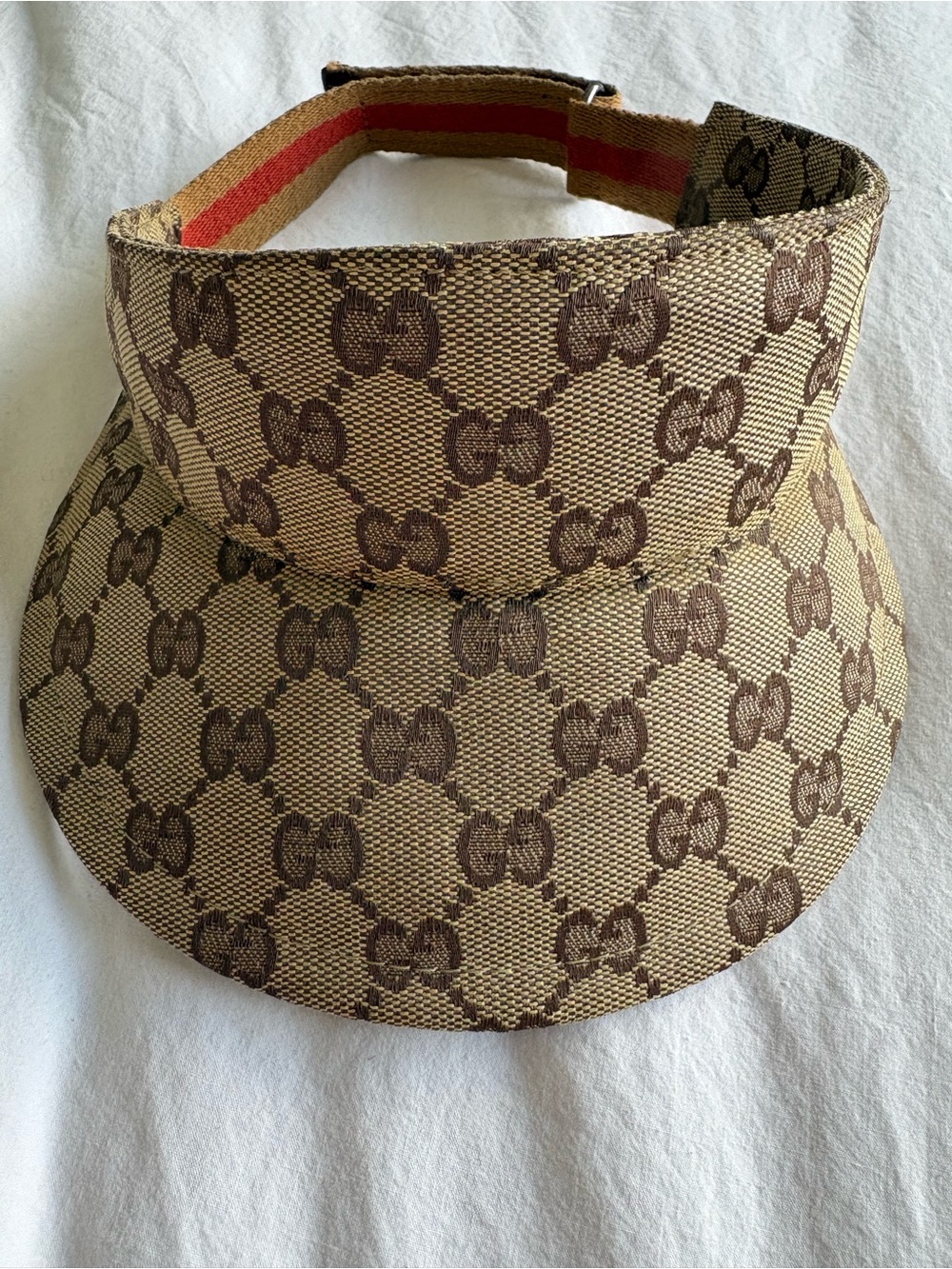 Vintage 99/00 Tom Ford Era Gucci GG Monogram Canvas Sun Visor Adjustable Size M - Picture 2 of 12